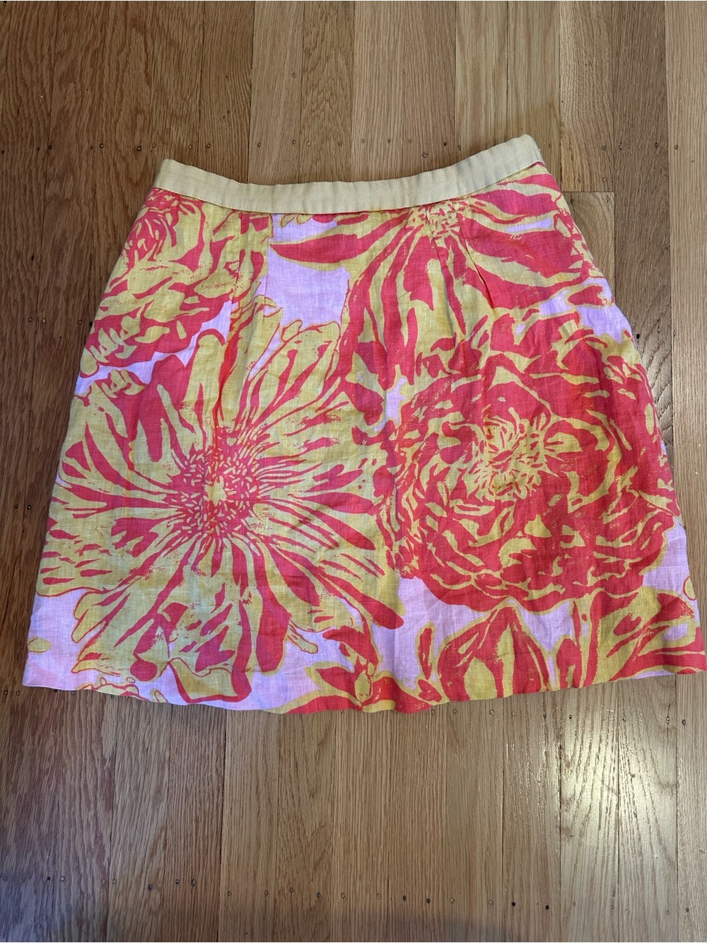 Floral Print Mini Skirt in Pink and Yellow